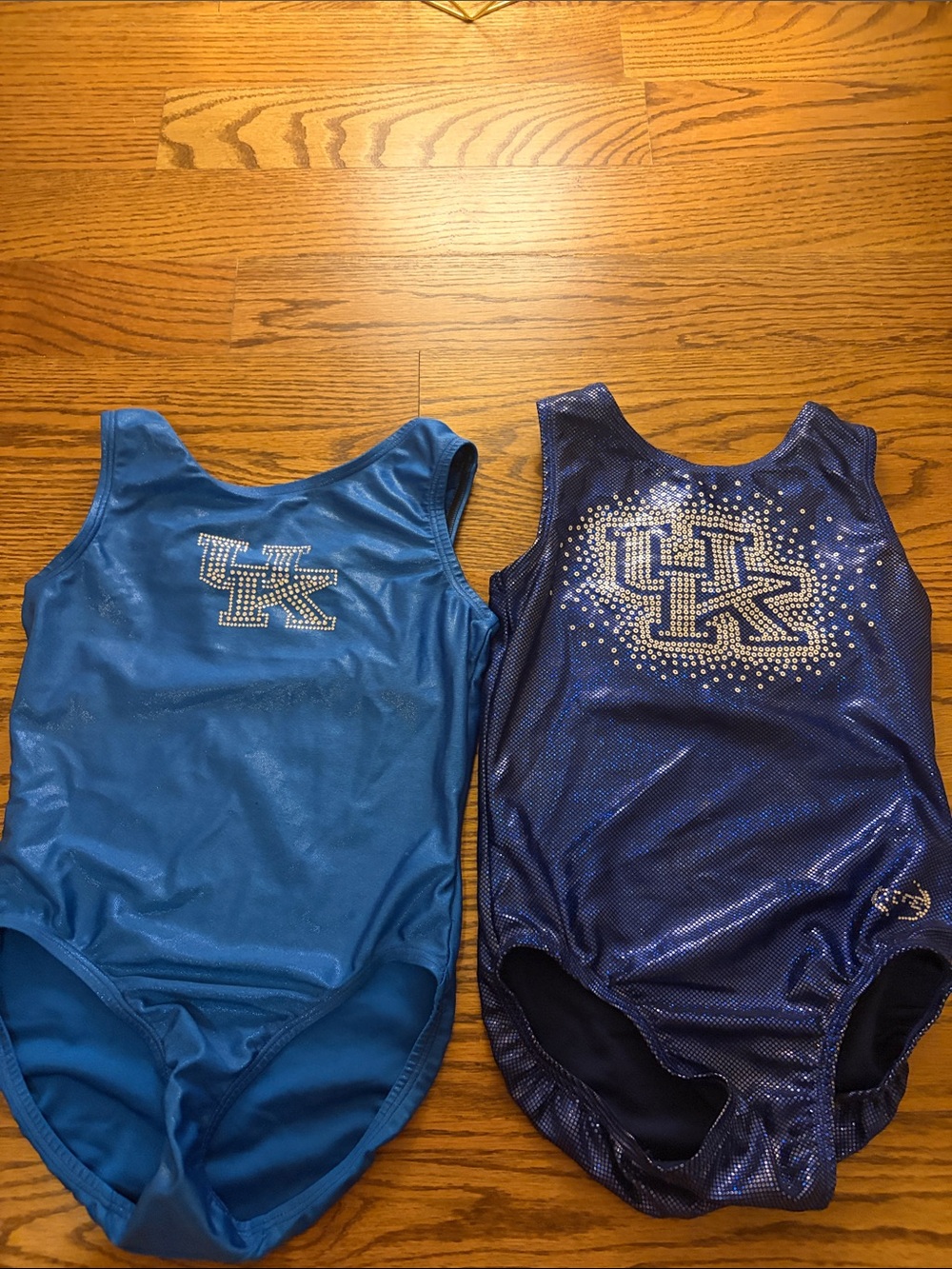 Rhinestone UK Logo Gymnastics Leotard Duo - Light & Deep Blue